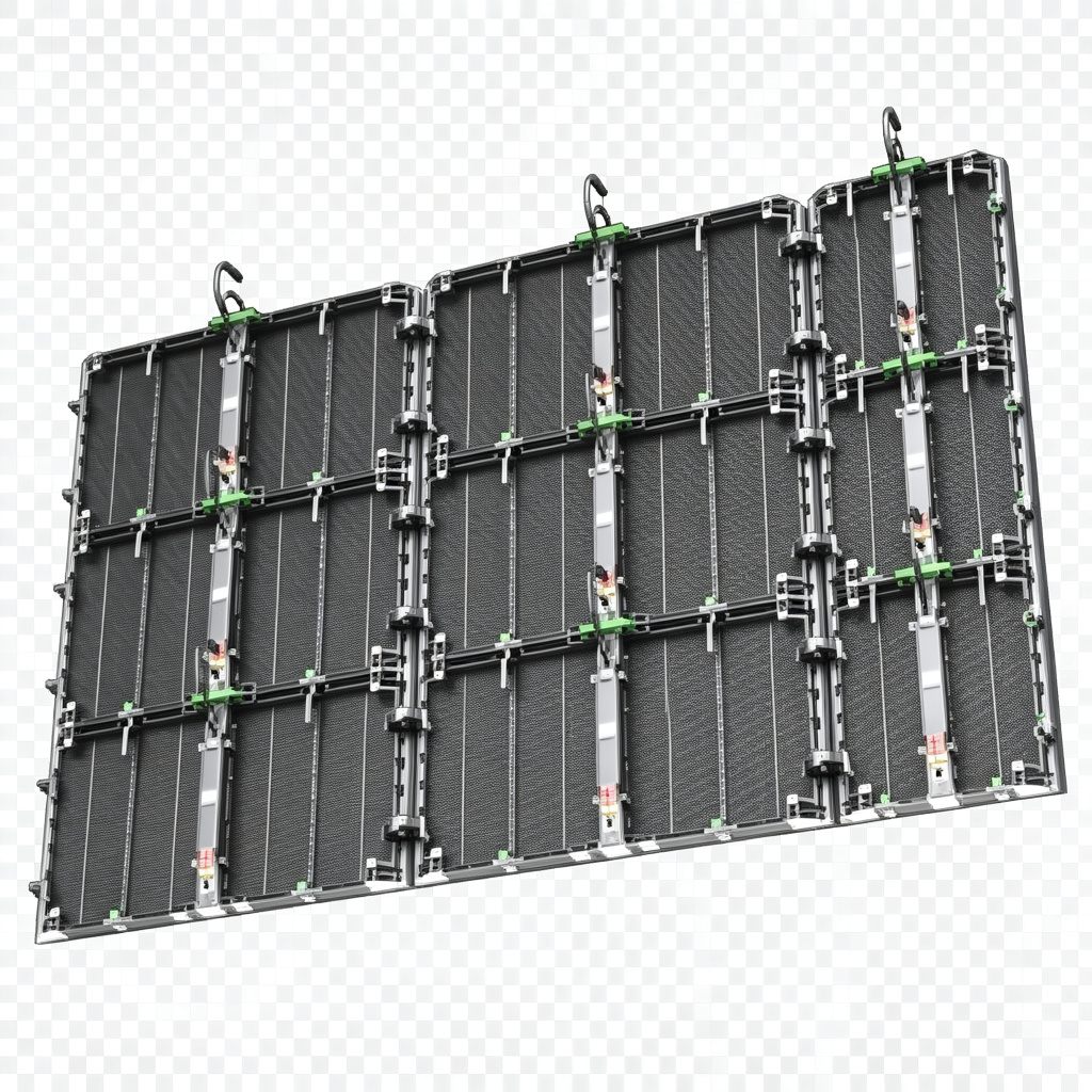 OL-CT transparent curtain LED grid array front view