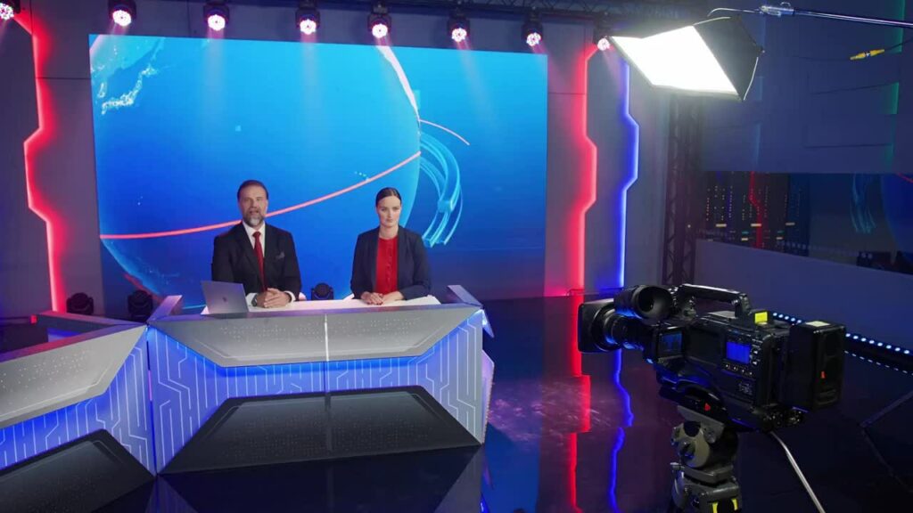Broadcast studio LED video wall background
